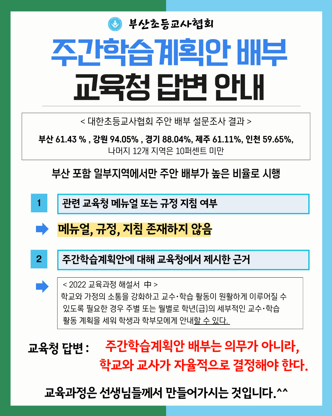 주간학습계획안 배부는 자율입니다. 