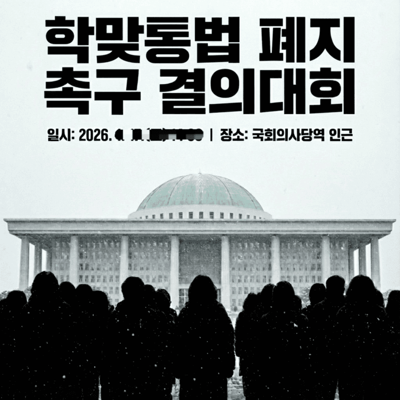 학맞통 폐지 촉구 집회 예고